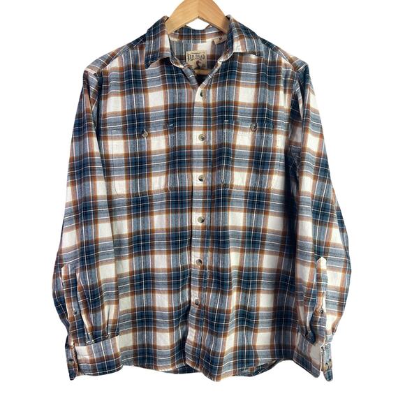 Upcycled Flannel SWEET LIKE HONEY bee Plaid Blue Medium - Picture 5 of 6